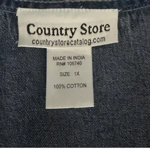 Country Store Jumper Dress Cottagecore Women 1X Blue Denim Button Pockets thumbnail 4