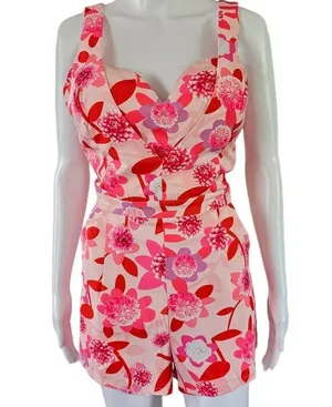 Dygarni Pink & Red Floral Sleeveless Romper Size Large thumbnail 3