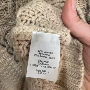 J. Crew NWT Chunky Cable Knit‎ Beaded Sweater Tan XL Merino Wool Blend thumbnail 8