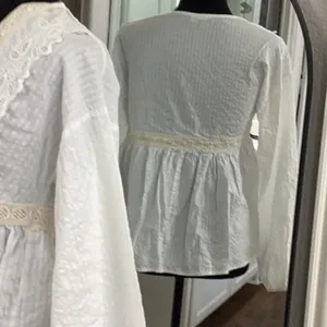 Altar’d State White Eyelet Lace Blouse thumbnail 3