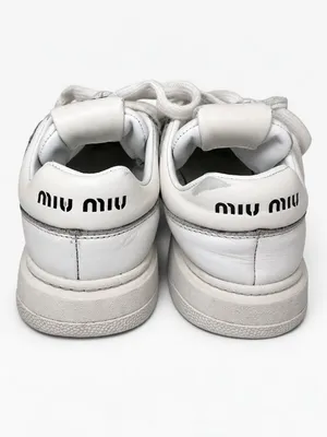Miu Miu White Leather Logo Low Top Sneakers Made in Italy SIZE 35.5 thumbnail 6
