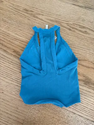 Women’s Teal V-Neck Racerback Tank Top thumbnail 3