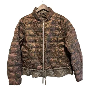 BCBGeneration Womens Medium Brown‎ Puffer Jacket Lightweight Ruffle Bottom thumbnail 1