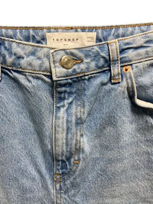 TopShop High Rise Straight Leg Mom Jeans Blue Size 32 Preppy Casual Minimalist thumbnail 10