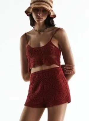 Nwt Zara Bloggers Fav Crochet High Waisted Shorts Small thumbnail 1