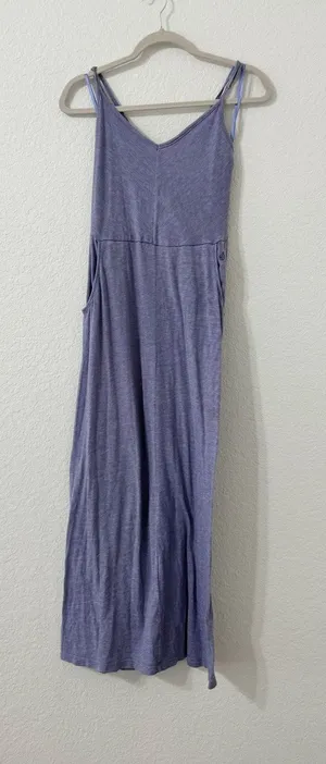 Volcom Lavender Strappy Maxi Dress Open Back Pockets Casual Sundress Size S thumbnail 1