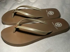 Tory Burch Thong Wedge Sandals for Women size 8/8.5. Tan color thumbnail 1