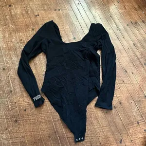 Victoria’s Secret black lace up long sleeve L knit bodysuit thumbnail 3