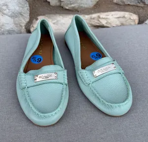 Coach Mint Green Leather Loafers size 6.5 NEW thumbnail 1