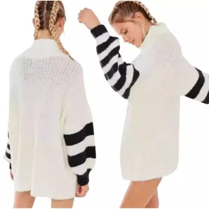 Urban Outfitters Gemini Cream Striped Sleeve‎ Turtleneck chunky knit Sweater thumbnail 2