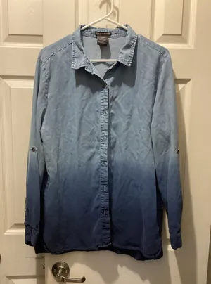 Chelsea & Theodore Denim Dip-Dye Shirt in Light and Dark Blue thumbnail 1