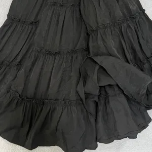 KOJOOIN Maxi Dress Smocked Sundress Tie Strap Tiered Casual Black 2XL Flowy‎ thumbnail 9
