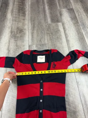 Abercrombie Red/Navy Stripe Cardigan thumbnail 9