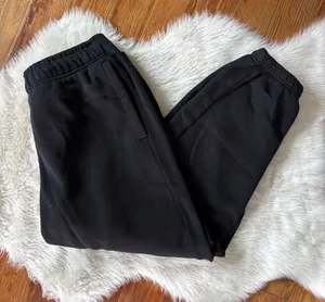 Solid Black Fleece Jogger Pants Size L thumbnail 1