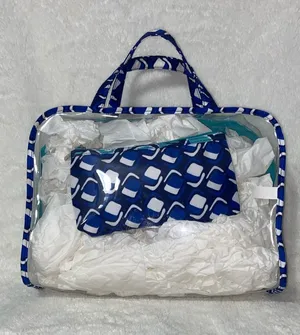 Blue Patterned Clear Travel Tote thumbnail 1