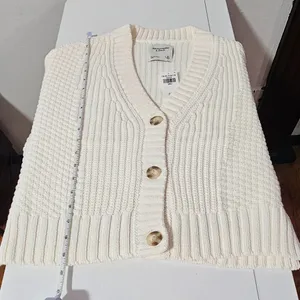 Abercrombie & Fitch Cameron Seed Stitch Cardigan-White -Size S-150-491-01255-178 thumbnail 7