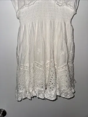 LoveShackFancy Azar Cotton Bandana Eyelet Mini Dress Size Medium thumbnail 4