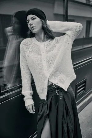 ZARA sweater cardigan jacket knitted button up boho thumbnail 2