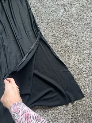 Black Satin Maxi Dress with Cream Lace Bodice thumbnail 4