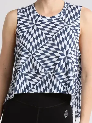 Free people movement printed temp sleeveless activewear gym tank top size small thumbnail 1