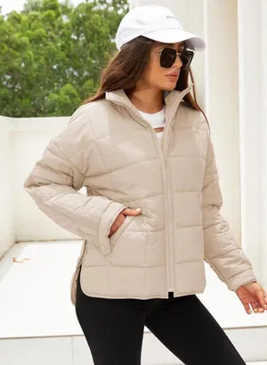 Quilted Puffer Coat With Pockets thumbnail 1