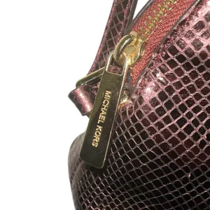 Michael‎ Kors Adele Dome Embossed Leather Crossbody Bag in Merlot Color thumbnail 3
