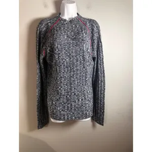 J.Crew Womens‎ XL Blue Marled 100% Merino Wool Wide Rib Mockneck Sweater Raglan thumbnail 5