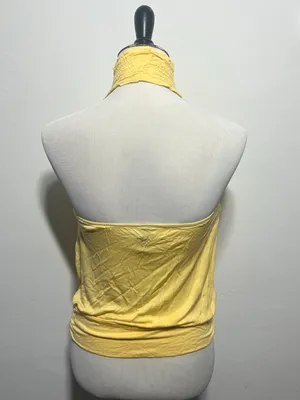 Y2K mock neck halter yellow top Size XS thumbnail 7