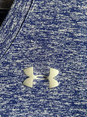 Under Armour Women’s Heathered Navy-Blue V-Neck Performance Tee size medium thumbnail 3