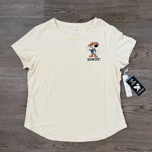 Life Is Good Active Disney Mickey Mouse Howdy Graphic Tee Women's L NWT Cream thumbnail 2