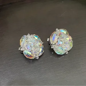 Vintage Laguna Aurora Borealis Cluster Clip Earrings thumbnail 7
