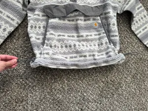Carhartt Women’s Sherpa Fleece Pull-Over Grey & White Front Pouch Sz S 104922-W thumbnail 4