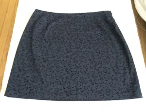 Vintage AT Denim Velvet Design Black Stretch Skirt - Sz 12 thumbnail 1