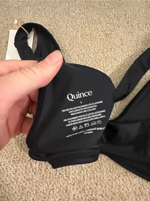 NWT Quince Italian plunge bikini top black large thumbnail 2