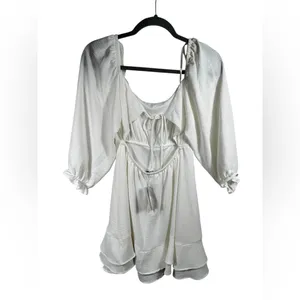 Speechless White‎ Mini Dress Puff Sleeve Ruffle Hem Cottagecore Women’s M NWT thumbnail 4