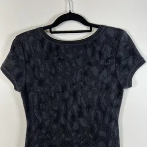 Peruvian Connection Pima Cotton Jacquard Knit Fit‎ and Flare Dress Grey Black S thumbnail 7
