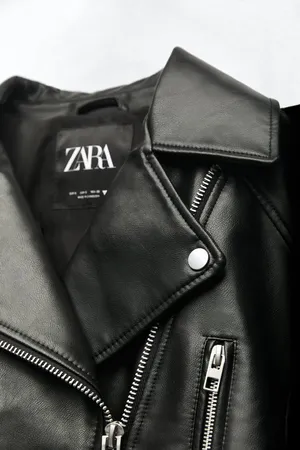 ZARA jacket biker faux leather cropped coat thumbnail 13