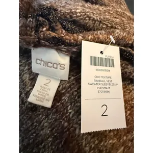 Chicos Randall Vest Sweater Sleeveless boho Brown whimsi retro Knit cottage‎ L thumbnail 7