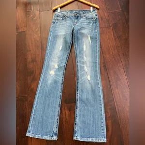 Miss Me Womens Bootcut Low Rise Distressed Jeans 29 Fleur De Lis Jean Y2K thumbnail 7