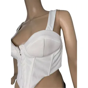 Princess Polly White Corset Style Cropped Tank With Front Clasps thumbnail 3
