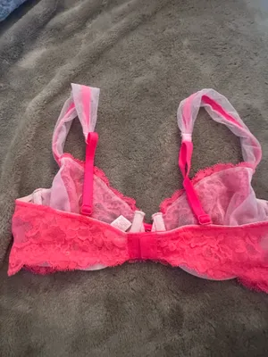 Victoria’s Secret Lacey hot pink rhinestones bra thumbnail 4
