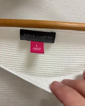 Vince Camuto Sz Lg Long Sleeve Crème/Beige Ribbed Pullover Sweater thumbnail 4