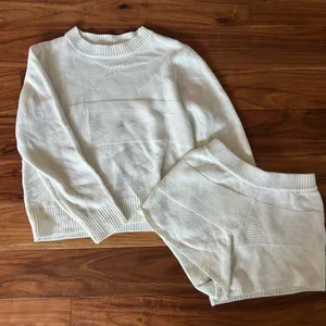 Beginning Boutique Cream Sweater Short Set thumbnail 1