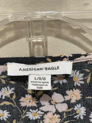 American Eagle Floral Peplum Blouse Black Womens Size Large Long Sleeve Boho thumbnail 4