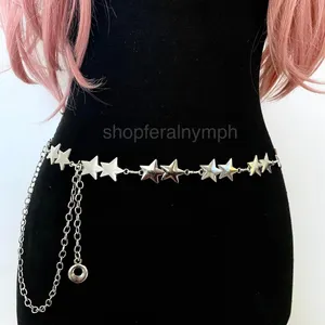 Silver Y2K Celestial Star Link Waist Chain Belt, Fits 22 to 44 Inches, X7GA1329 thumbnail 4