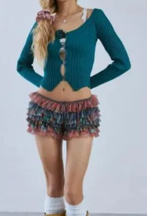 NWOT urban outfitters ribbed button up cute crop top thumbnail 1