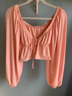 NWOT Cropped Tie Front Top thumbnail 1