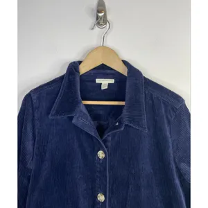 Appleseeds Wide Wale Corduroy Shacket Barn Coat Chore Jacket Stretch Navy Blue M thumbnail 4