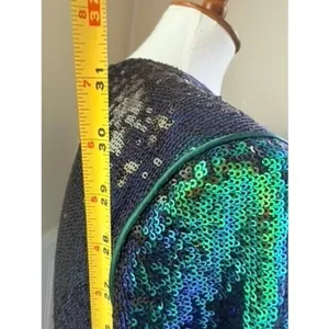 House of CB Cristobal Iridescent Sequin Mini Dress Green Blue Medium thumbnail 11