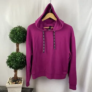 Savvi Purple Ribbed Long Sleeve Cutout Back Hoody Sporty Athletic Sweater M thumbnail 3